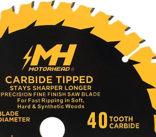 Alt view image 5 of 7 - MOTORHEAD 6-1/2-Inch 40-Tooth Precision Fine-Finish Tungsten Carbide Tip Circular Saw Blade, Thin Kerf, Non-Stick, Corrosion-Resistant, 5/8 Arbor, Universal: Corded & Cordless, 40T, USA-Based Support