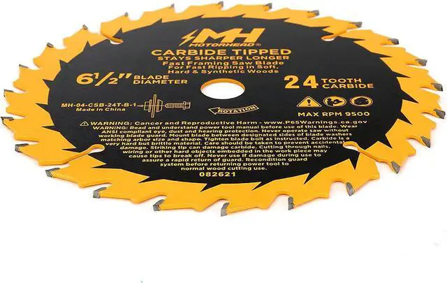 Alt view image 3 of 7 - MOTORHEAD 6-1/2-Inch 24-Tooth Fast Framing Tungsten Carbide Tip Circular Saw Blade, Thin Kerf, Non-Stick, Corrosion-Resistant, 5/8 Arbor, Universal: Corded & Cordless, 24T, USA-Based Support