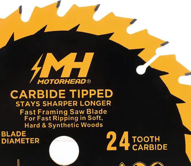 Alt view image 5 of 7 - MOTORHEAD 6-1/2-Inch 24-Tooth Fast Framing Tungsten Carbide Tip Circular Saw Blade, Thin Kerf, Non-Stick, Corrosion-Resistant, 5/8 Arbor, Universal: Corded & Cordless, 24T, USA-Based Support