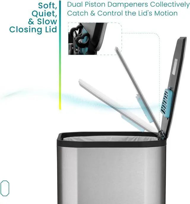 Alt view image 4 of 7 - Home Zone Living 13 Gallon Slim Kitchen Trash Can with CLEANAURA Odor Control Pod, 50 Liters
