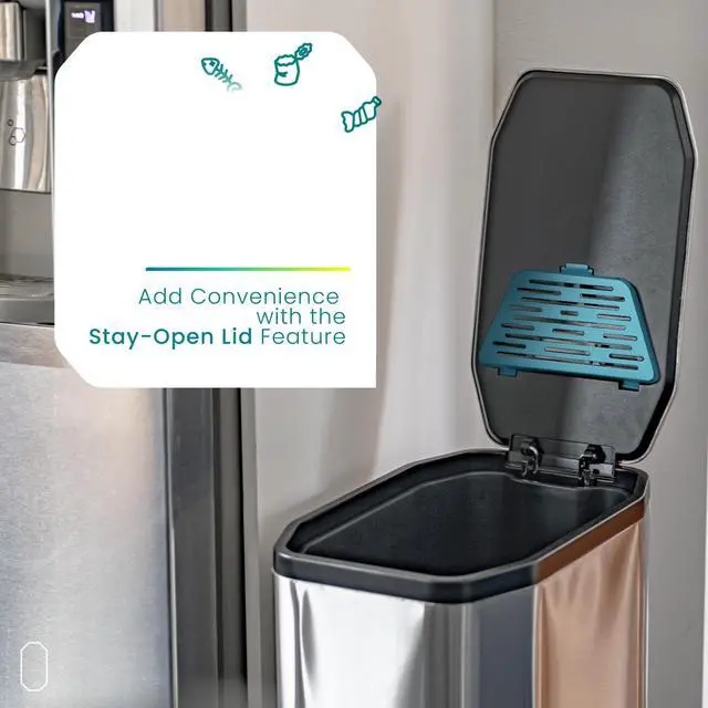 Alt view image 6 of 7 - Home Zone Living 13 Gallon Slim Kitchen Trash Can with CLEANAURA Odor Control Pod, 50 Liters
