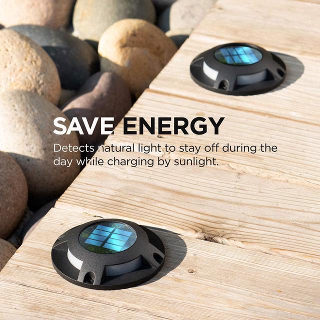 Alt view image 4 of 7 - Home Zone Security 4 Packs Solar Deck Light Outdoor 20 Lumens Waterproof Weather Resistant, No Wiring, Auto On Sensor Fence Light, Durable Aluminum Plastic Case for Decor Step Pathway Backyard Garden