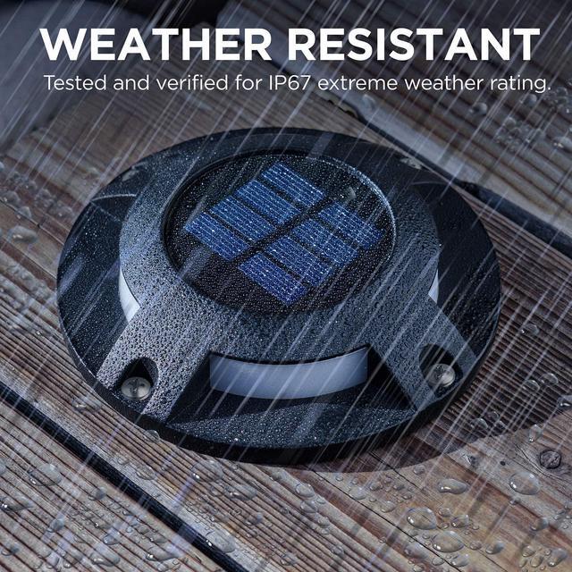 Alt view image 3 of 7 - Home Zone Security 4 Packs Solar Deck Light Outdoor 20 Lumens Waterproof Weather Resistant, No Wiring, Auto On Sensor Fence Light, Durable Aluminum Plastic Case for Decor Step Pathway Backyard Garden