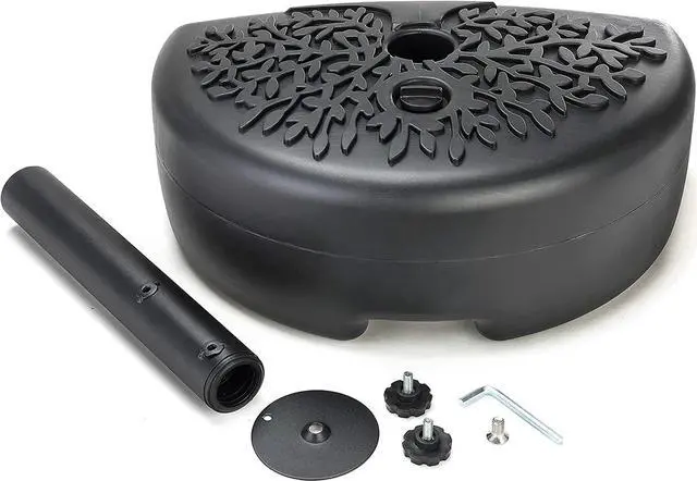 Alt view image 4 of 7 - Home Zone Living 40lb Half Round Fillable Patio Umbrella Base Stand, 18in, Pole Holder, Water or Sand, Fits Poles Up to 1.9in(48mm) Diameter, UV Resistant, Lawn, Deck, Backyard, Garden, USA-Based