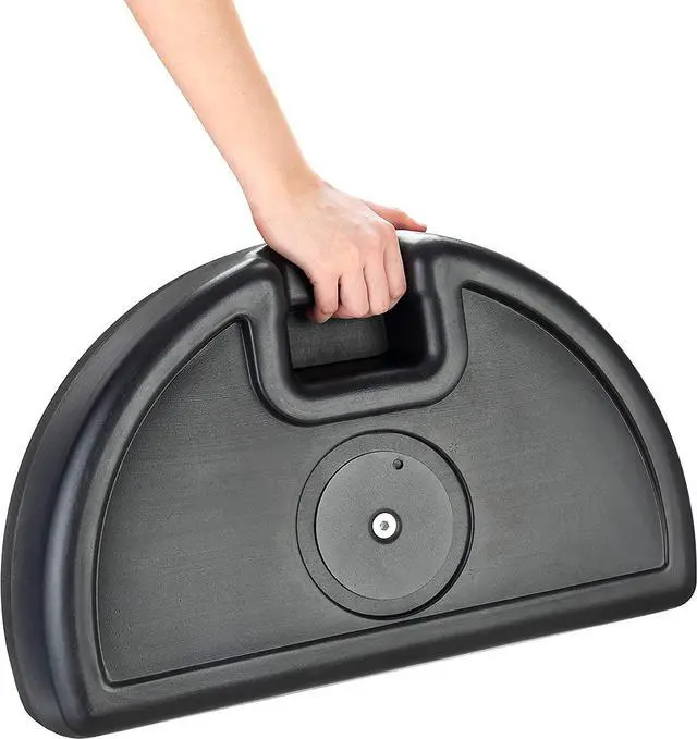 Alt view image 6 of 7 - Home Zone Living 40lb Half Round Fillable Patio Umbrella Base Stand, 18in, Pole Holder, Water or Sand, Fits Poles Up to 1.9in(48mm) Diameter, UV Resistant, Lawn, Deck, Backyard, Garden, USA-Based