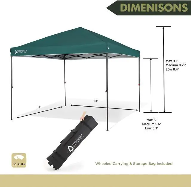 【されるケー】 ARROWHEAD OUTDOOR 10’x10’ HeavyDuty PopUp Canopy， Instant