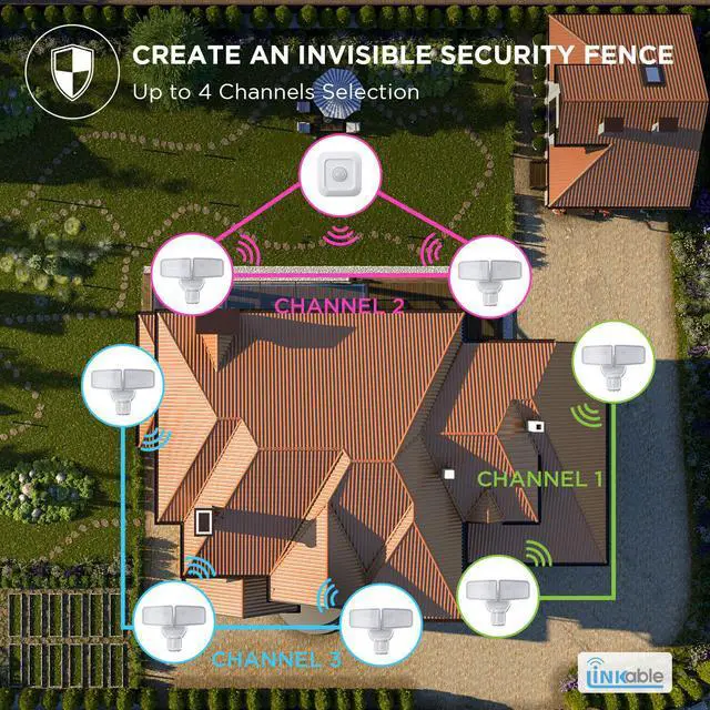Alt view image 3 of 10 - Home Zone Security High Quality Constructed Linkable Flood Light Range Extension Motion Sensor - Energy Efficient, Up to 327ft Transmission Distance, and 4 Channel Selections