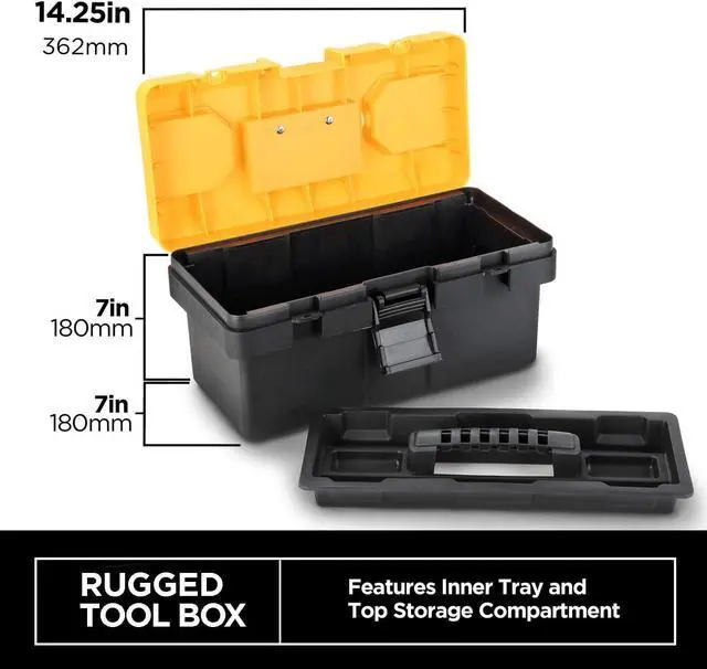 Alt view image 2 of 7 - STEELHEAD 87-Piece Tool Set, Screwdriver Handle, 11 Bits, Magnetic Screwdrivers, Pliers, Tape Measure, 9 Torpedo Level, Hammer, Wrenches, Rugged 14 Tool Box, Home, Office, Dorm, USA-Based Support