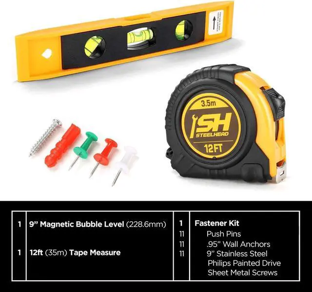 Alt view image 7 of 7 - STEELHEAD 87-Piece Tool Set, Screwdriver Handle, 11 Bits, Magnetic Screwdrivers, Pliers, Tape Measure, 9 Torpedo Level, Hammer, Wrenches, Rugged 14 Tool Box, Home, Office, Dorm, USA-Based Support