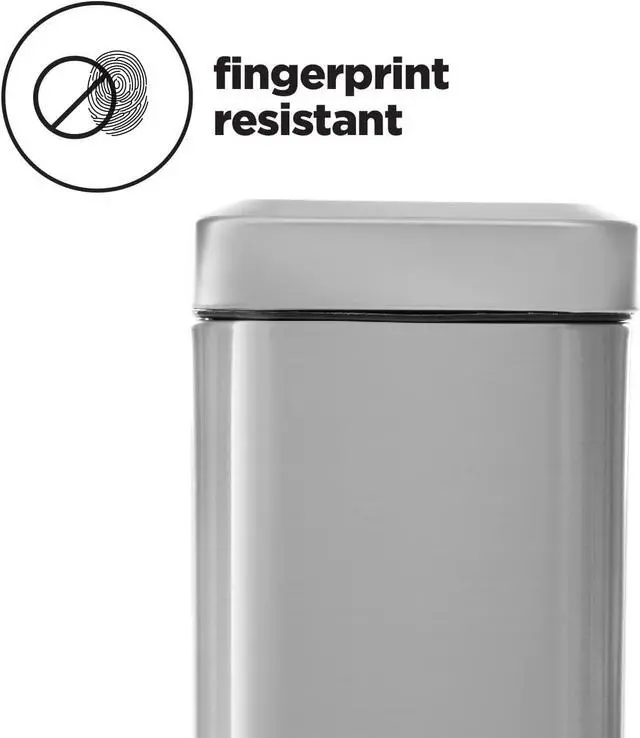 Alt view image 4 of 8 - Home Zone Living 1.3 Gallon Bathroom Trash Can, Slim Stainless Steel, Step Pedal, 5 Liter