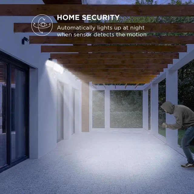 Alt view image 7 of 12 - Home Zone Security Smart SMD LED Outdoor Flood Light, 3500LM, 3000-5000K Adjustable Color Temperature, Long & Wide 70 x 240° Motion Sensor Detection, WiFi, Works w/ Alexa & Google, Aluminum Heads