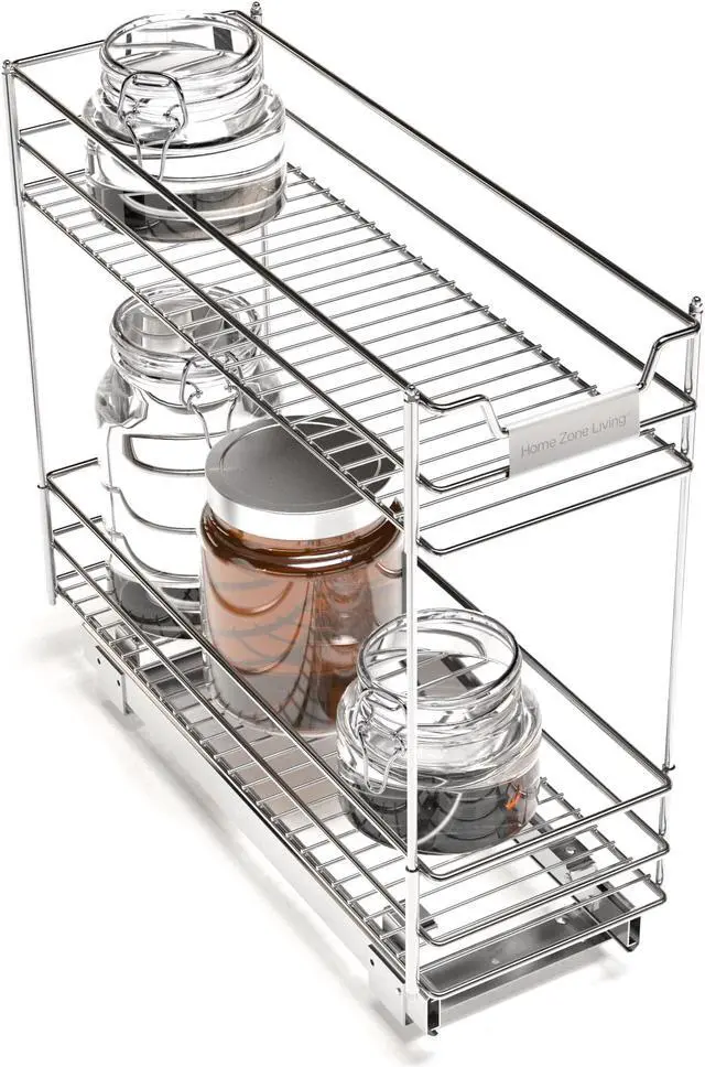 Main image of Home Zone Living Pull Out Kitchen Cabinet Organizer with Two Tiers of Storage, 7 W x 20 D