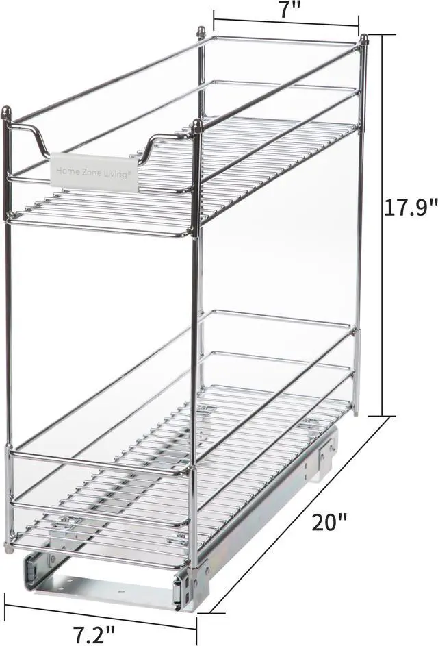 Alt view image 6 of 6 - Home Zone Living Pull Out Kitchen Cabinet Organizer with Two Tiers of Storage, 7 W x 20 D