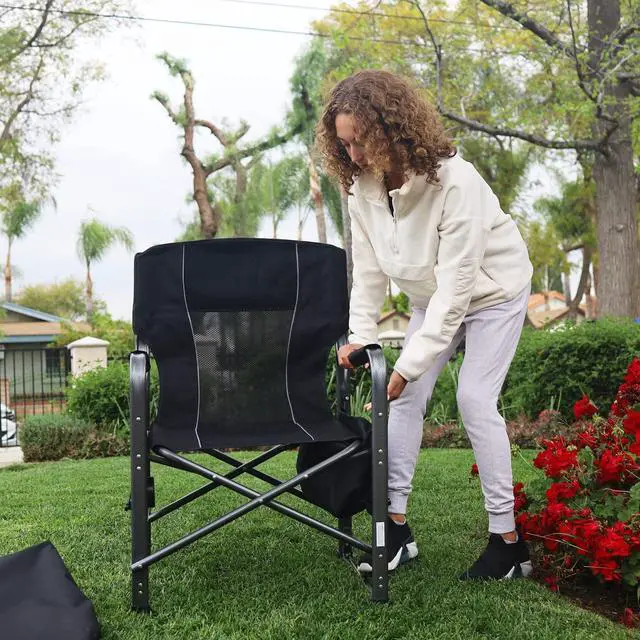 Alt view image 7 of 7 - ARROWHEAD OUTDOOR Folding Directors Chair w/ Side Table & Integrated Cooler, Cup Holder, Storage Pouch, Breathable Mesh Back, Supports up to 450lbs, Carrying Case, Steel Frame, High-Grade 900D Canvas