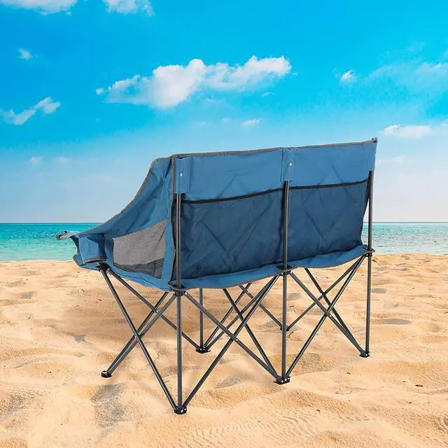 Alt view image 7 of 8 - ARROWHEAD OUTDOOR Portable Folding Double Duo Camping Chair Loveseat w/ 2 Cup & Wine Glass Holder, Heavy-Duty Carrying Bag, Padded Seats & Armrests, Supports up to 500lbs, USA-Based Support