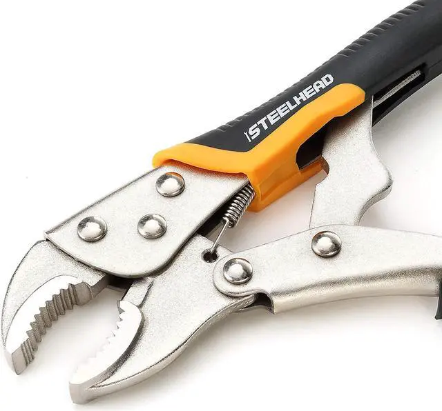 Alt view image 5 of 7 - STEELHEAD 3-Piece Locking Pliers Set, 10-inch Curved Jaw, 7-Inch Curved Jaw & 6-1/2 Long Nose Straight Jaw, Integrated Wire Cutter, USA-Based Support