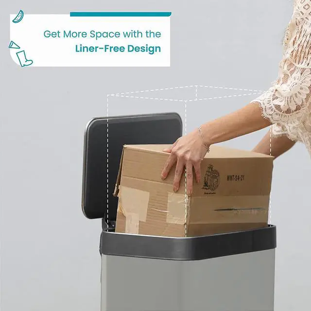 Alt view image 3 of 7 - Home Zone Living 18.5 Gallon Kitchen Trash Can, Tall Stainless Steel Body Design, 70 Liter Capacity, Ocean Fog, Virtuoso Series