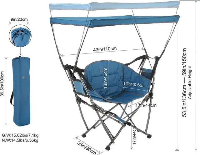 Alt view image 7 of 7 - ARROWHEAD OUTDOOR Portable Folding Swinging Hammock Camping Chair, Removable Canopy, Perfect for Stargazing, Cup Holder, Storage Pouch, Carrying Bag Included, Supports up to 300lbs, USA-Based Support