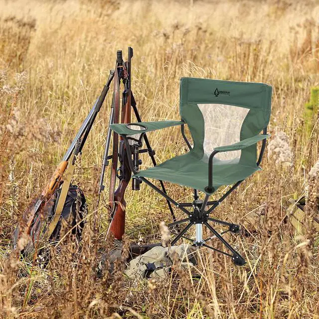 Alt view image 7 of 8 - ARROWHEAD OUTDOOR 360° Degree Swivel Hunting Chair w/Armrests, Perfect for Blinds, No Sink Feet, Supports up to 450lbs, Carrying Case, Steel Frame, Fishing, High-Grade 600D Canvas, USA-Based Support