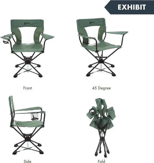 Alt view image 5 of 8 - ARROWHEAD OUTDOOR 360° Degree Swivel Hunting Chair w/Armrests, Perfect for Blinds, No Sink Feet, Supports up to 450lbs, Carrying Case, Steel Frame, Fishing, High-Grade 600D Canvas, USA-Based Support