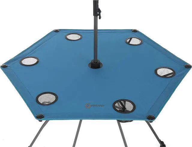 Alt view image 4 of 7 - ARROWHEAD OUTDOOR 8FT Portable Beach Umbrella & Folding Table, Wind Stabilization Vent, Adjustable Tilt, Stakes & Anchor Included, 6 Cup Holders, UBF 50+ Protection, Carrying Case w/ Backpack Straps