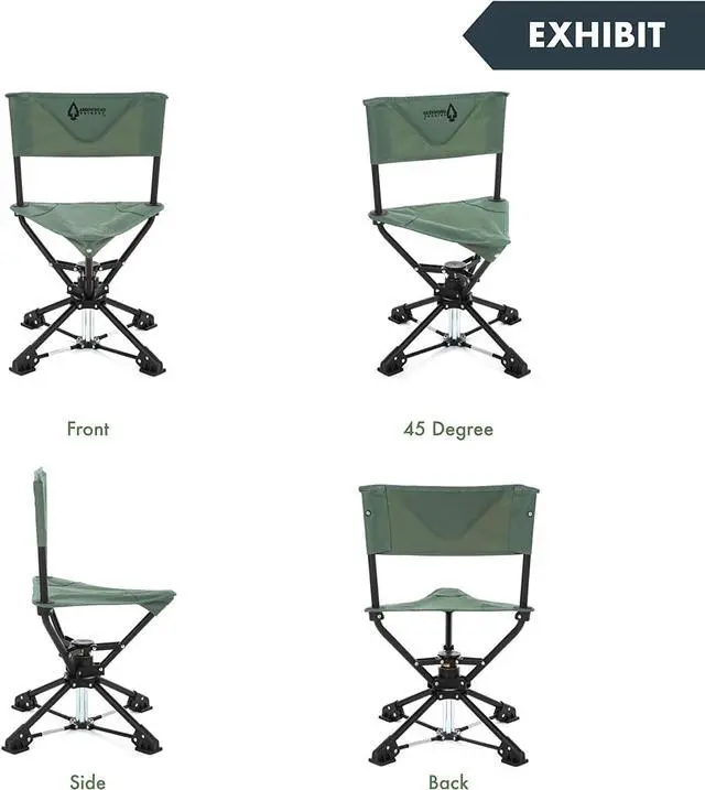 Alt view image 5 of 8 - ARROWHEAD OUTDOOR 360° Degree Swivel Hunting Chair Stool Seat, Perfect for Blinds, No Sink Feet, Supports up to 225lbs, Carrying Case, Steel Frame, Fishing, High-Grade 600D Canvas, USA-Based Support