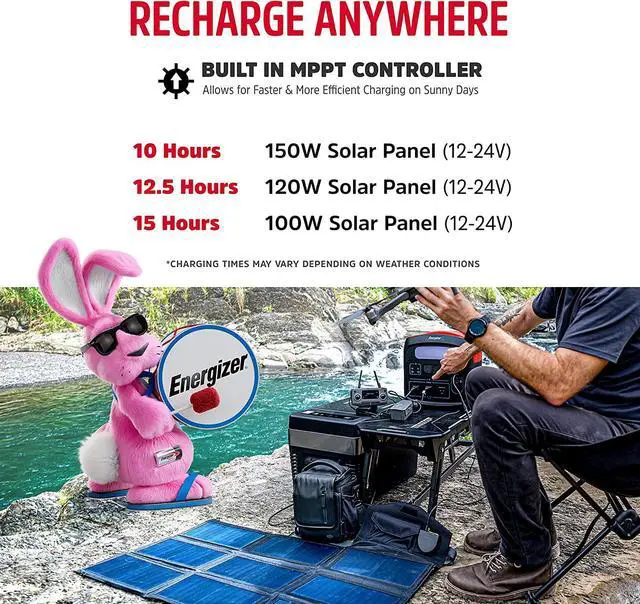 Alt view image 5 of 7 - Energizer 960W MAX Portable Power Station, LiFePO4 (LFP), Solar Generator, 110V/700W Pure Sine Wave AC Outlet, USB-C PD 100W, w/ Case, LED, Outdoor, Home Emergency, Power Outage, RV, Camping, CPAP