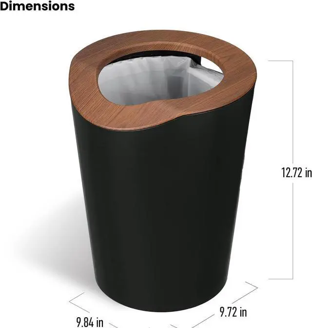 Alt view image 5 of 7 - Home Zone Living 2.3 Gallon Small Trash Can, Round Wastebasket with Open Top, Serene Green, Virtuoso Collection, 2-Pack