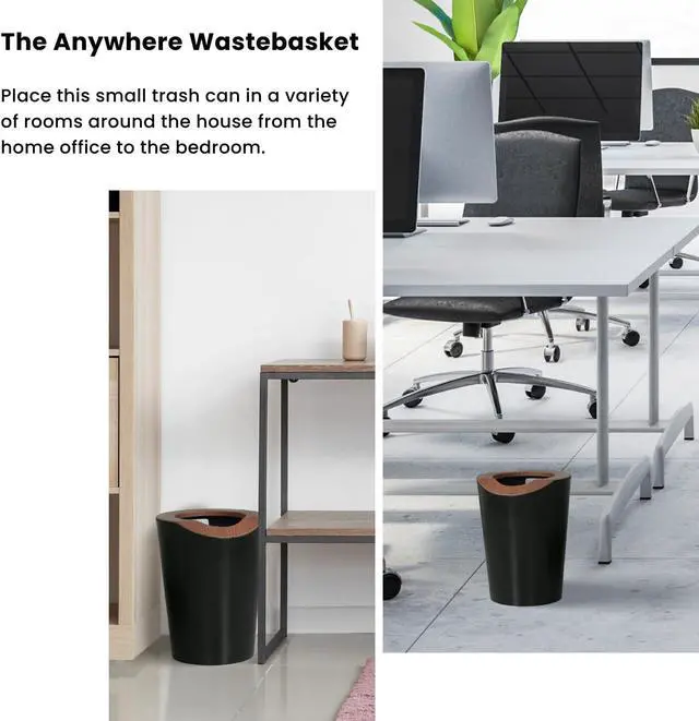 Alt view image 2 of 7 - Home Zone Living 2.3 Gallon Small Trash Can, Round Wastebasket with Open Top, Serene Green, Virtuoso Collection, 2-Pack