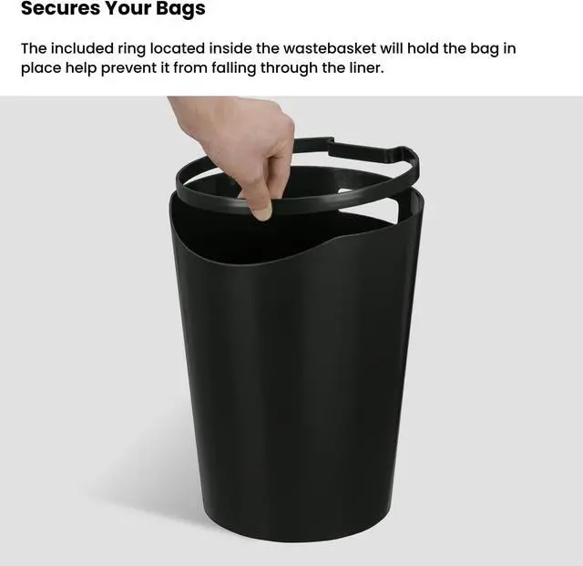 Alt view image 4 of 7 - Home Zone Living 2.3 Gallon Small Trash Can, Round Wastebasket with Open Top, Serene Green, Virtuoso Collection, 2-Pack
