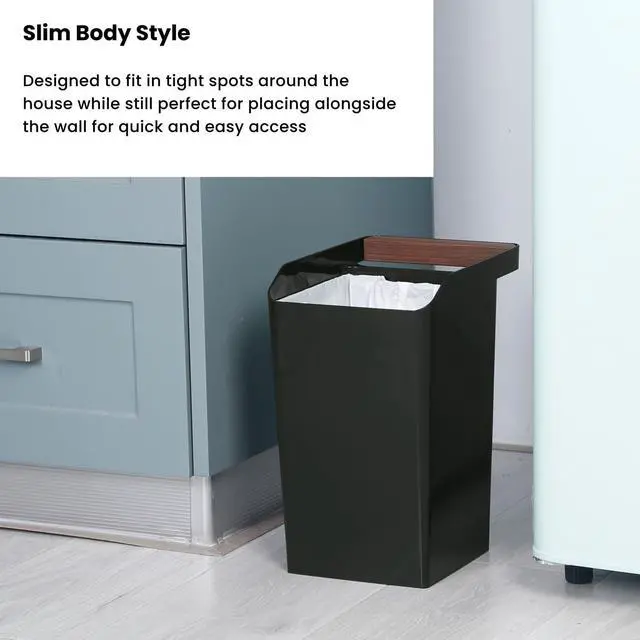 Alt view image 3 of 7 - Home Zone Living 2 Gallon Small Trash Can, Square Wastebasket with Open Top and Handle, Serene Green, Virtuoso Collection, 2-Pack