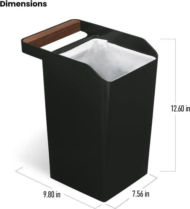 Alt view image 5 of 7 - Home Zone Living 2 Gallon Small Trash Can, Square Wastebasket with Open Top and Handle, Serene Green, Virtuoso Collection, 2-Pack