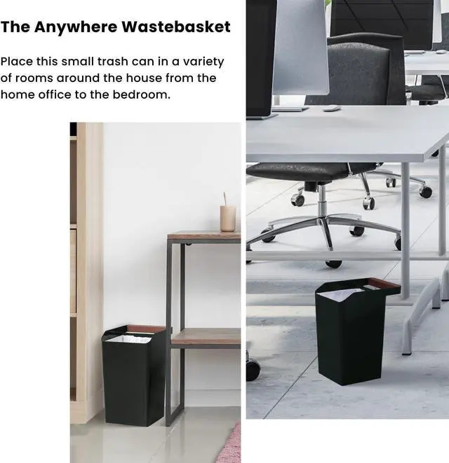 Alt view image 2 of 7 - Home Zone Living 2 Gallon Small Trash Can, Square Wastebasket with Open Top and Handle, Serene Green, Virtuoso Collection, 2-Pack