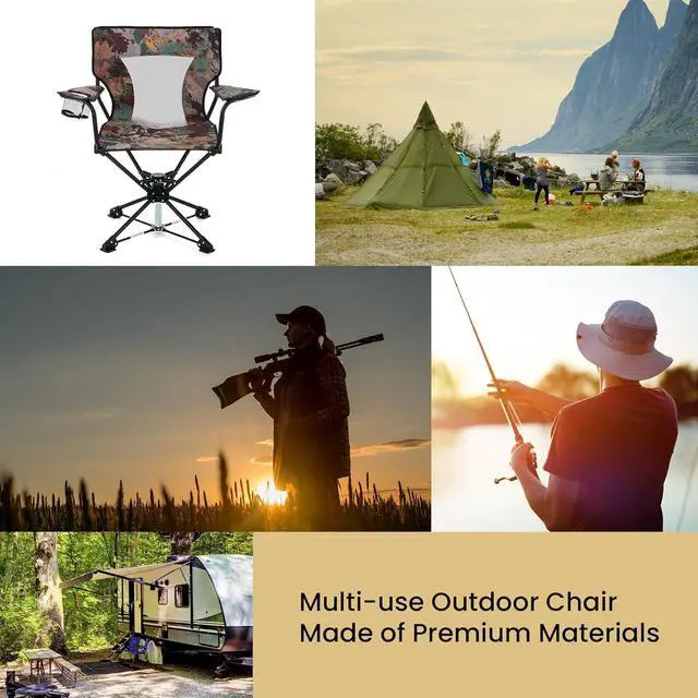 Alt view image 6 of 8 - ARROWHEAD OUTDOOR 360° Degree Swivel Hunting Chair Stool Seat, Perfect for Blinds, No Sink Feet, Supports up to 450lbs, Carrying Case, Steel Frame, Fishing, High-Grade 600D Canvas, USA-Based Support