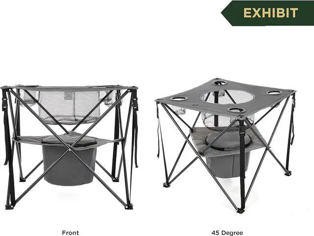 Alt view image 5 of 7 - ARROWHEAD OUTDOOR 33.5 Portable Folding Tailgate Table, 4 Cup Holders, Food Basket, Insulated Cooler, No Sag Surface, Carrying Case, Steel Frame, High-Grade 600D Canvas, USA-Based Support, Grey