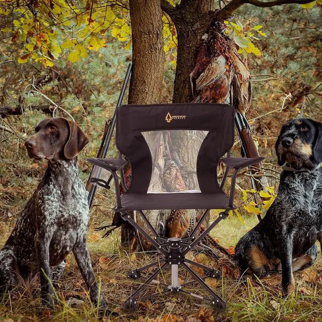 Alt view image 7 of 8 - ARROWHEAD OUTDOOR 360° Degree Swivel Hunting Chair w/Armrests, Perfect for Blinds, No Sink Feet, Supports up to 450lbs, Steel Frame, Fishing, High-Grade 600D Canvas, Black
