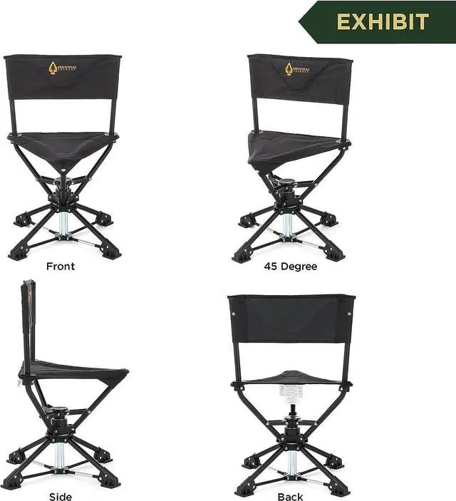 Alt view image 5 of 8 - ARROWHEAD OUTDOOR 360° Degree Swivel Hunting Chair Stool Seat, Perfect for Blinds, No Sink Feet, Supports up to 225lbs, Carrying Case, Steel Frame, Fishing, High-Grade 600D Canvas, USA-Based Support