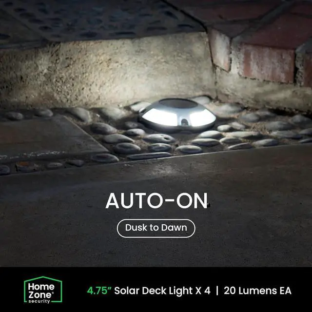 Alt view image 3 of 8 - Home Zone Security Solar Deck Lights - Outdoor Solar Dock and Driveway Path Lights, Weatherproof with No Wiring Required, Silver (4-Pack)