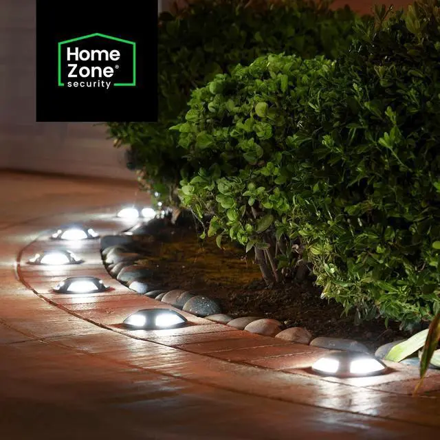 Alt view image 2 of 8 - Home Zone Security Solar Deck Lights - Outdoor Solar Dock and Driveway Path Lights, Weatherproof with No Wiring Required, Silver (4-Pack)