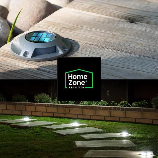 Alt view image 6 of 8 - Home Zone Security Solar Deck Lights - Outdoor Solar Dock and Driveway Path Lights, Weatherproof with No Wiring Required, Silver (4-Pack)