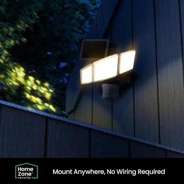 Alt view image 5 of 7 - Home Zone Security Solar Flood Lights - Outdoor Motion Sensor LED Flood Light 3500K Warm Color Temperature with No Wiring Required, Black