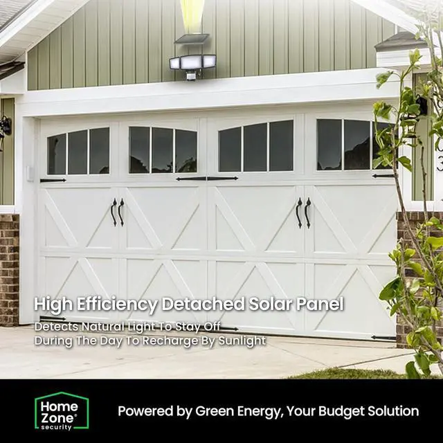 Alt view image 3 of 7 - Home Zone Security Solar Flood Lights - Outdoor Motion Sensor LED Flood Light 3500K Warm Color Temperature with No Wiring Required, Black