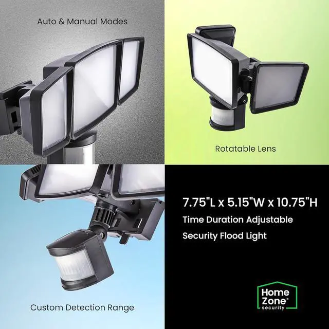 Alt view image 7 of 7 - Home Zone Security Solar Flood Lights - Outdoor Motion Sensor LED Flood Light 3500K Warm Color Temperature with No Wiring Required, Black