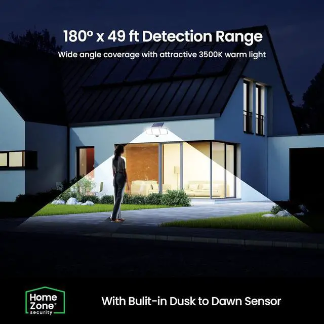 Alt view image 5 of 7 - Home Zone Security Solar Flood Lights - Outdoor Motion Sensor LED Flood Light Warm 3500K Color Temperature with No Wiring Required, White