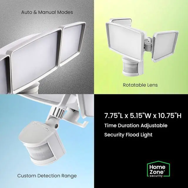 Alt view image 7 of 7 - Home Zone Security Solar Flood Lights - Outdoor Motion Sensor LED Flood Light Warm 3500K Color Temperature with No Wiring Required, White