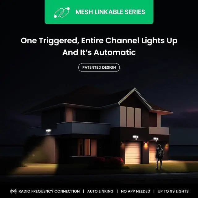 Alt view image 2 of 7 - Home Zone Security SMD LED Outdoor Flood Light, 5000 Lumens, 5000K Bright White, Dusk to Dawn, Always On, Linkable with Other Lights, Long Wide 70 x 240° Motion Sensor Detection, Aluminum Heads