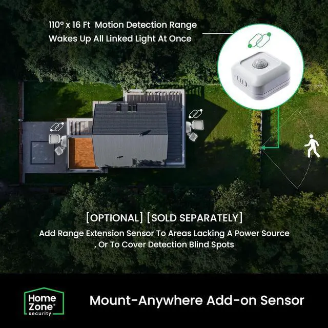 Alt view image 7 of 7 - Home Zone Security SMD LED Outdoor Flood Light, 5000 Lumens, 5000K Bright White, Dusk to Dawn, Always On, Linkable with Other Lights, Long Wide 70 x 240° Motion Sensor Detection, Aluminum Heads