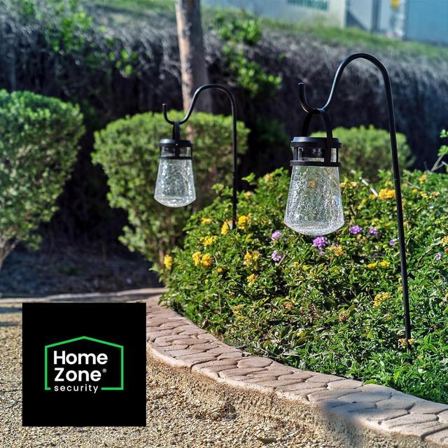 Alt view image 2 of 7 - Home Zone Security 2 Packs Solar Crackle Glass Solar Lanterns Light Hanging Outdoor Waterproof 10 Lumens 3000K Decorative Large Crackle Glass Garden LED Lights, No Wiring for Patio Backyard Garden
