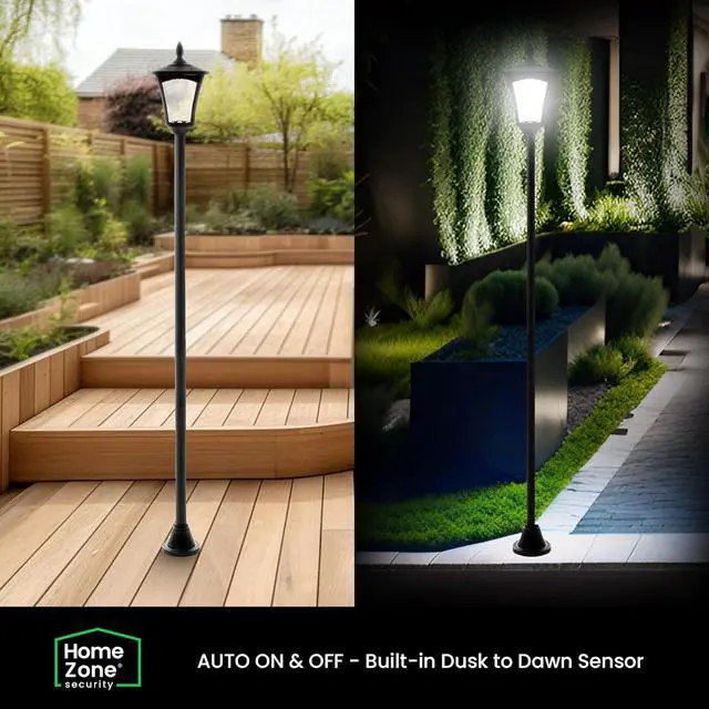 Alt view image 2 of 7 - Home Zone Solar Lamp Post Light - 65" Tall Decorative Outdoor Solar Garden Lamp Post Lights (1 Set)