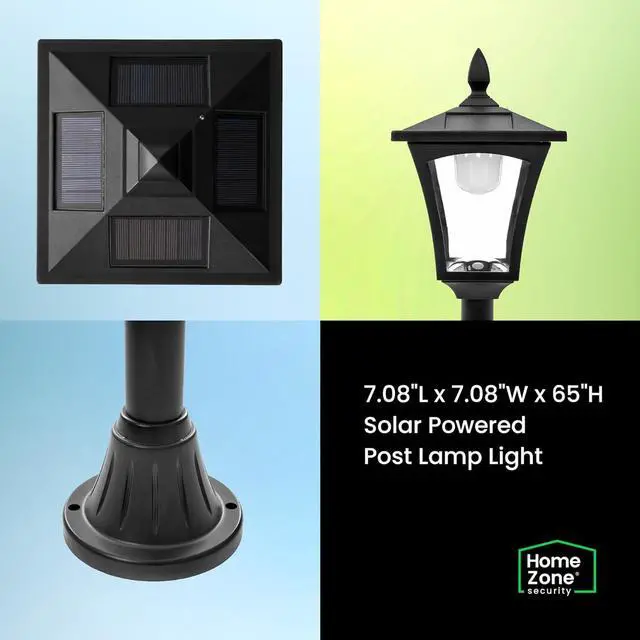 Alt view image 7 of 7 - Home Zone Solar Lamp Post Light - 65" Tall Decorative Outdoor Solar Garden Lamp Post Lights (1 Set)